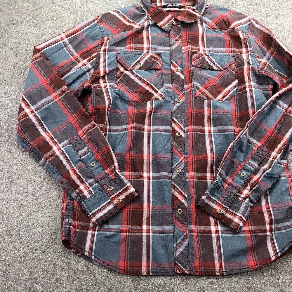 The North Face Shirt Mens Medium Red Plaid Long Sleeve Button Up Casual Outdoor